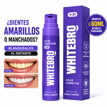 Blanqueador Dental V34 Whitebro – Neutralizador de Amarillo Instantáneo. 60ML