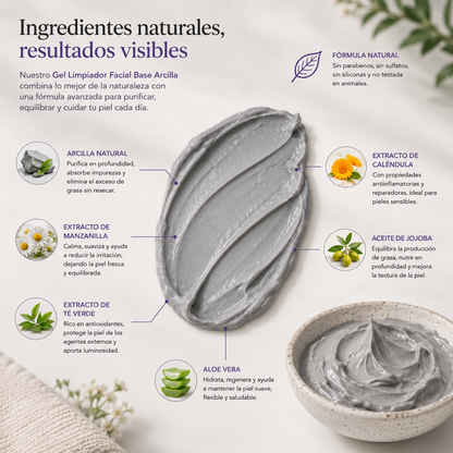 Gel limpiador facial base arcilla 100gr