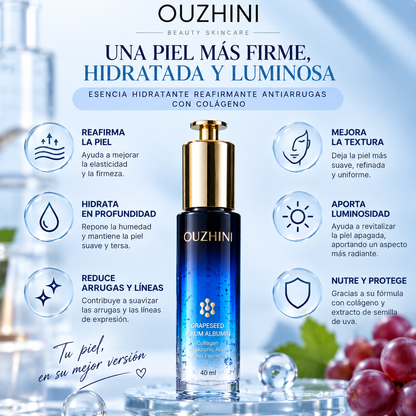 Esencia hidratante reafirmante antiarrugas con colágeno 40ml. ouzhini