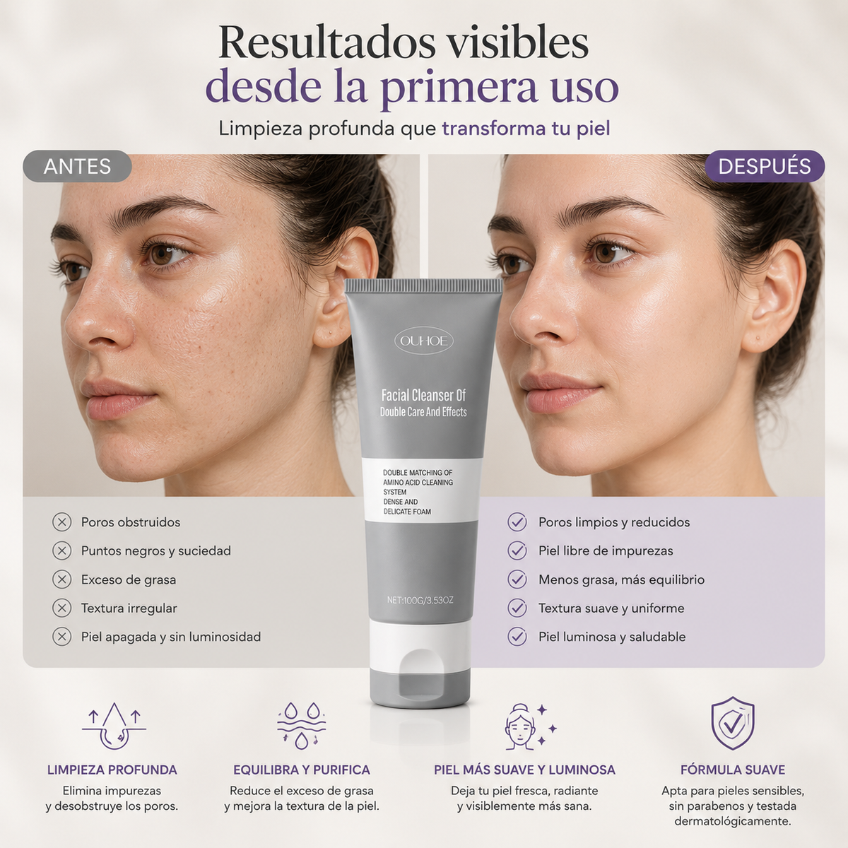 Gel limpiador facial base arcilla 100gr