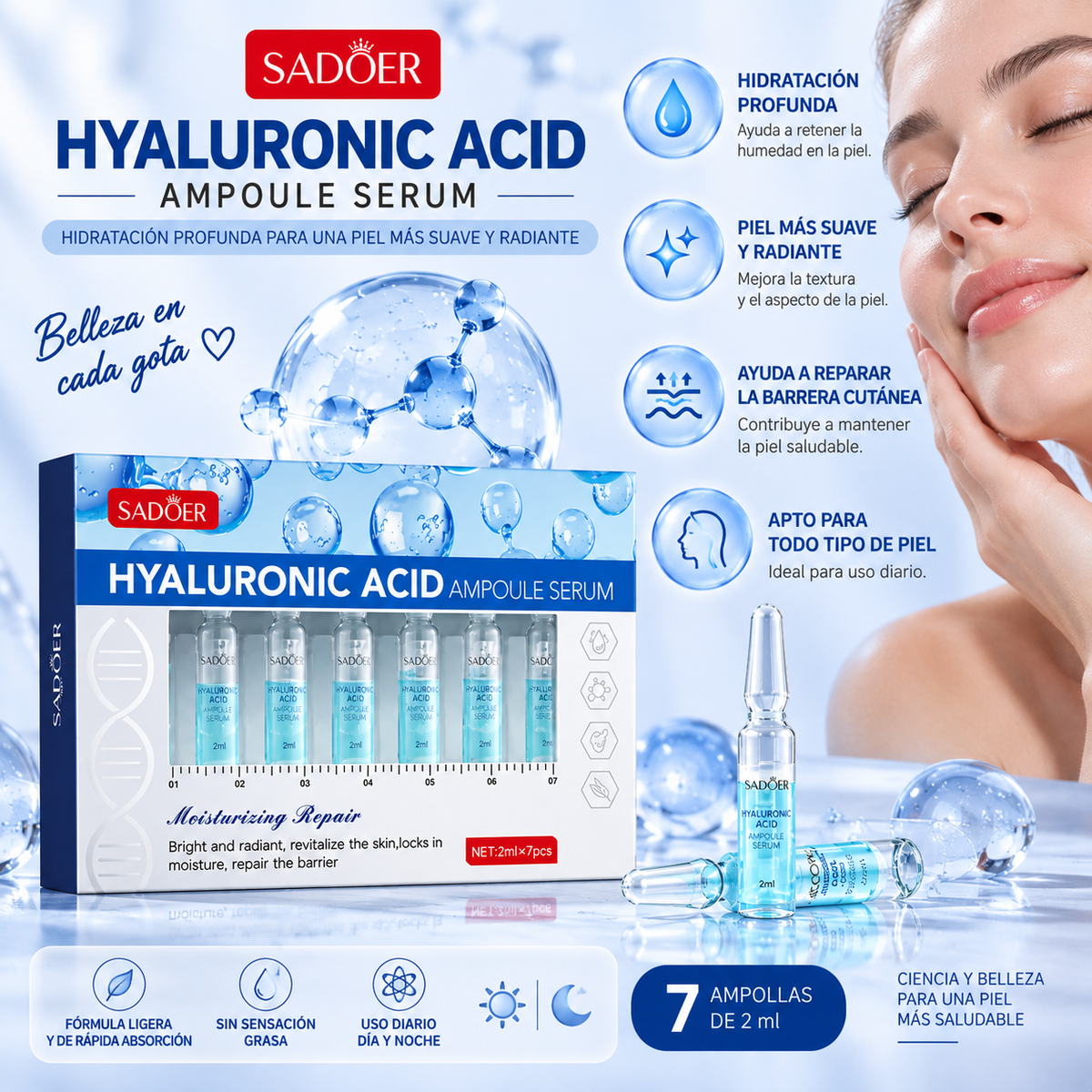 SERUM EN AMPOLLAS ACIDO HIALURONICO 7X2ML