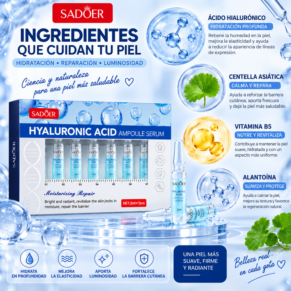 SERUM EN AMPOLLAS ACIDO HIALURONICO 7X2ML