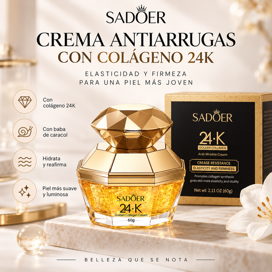 CREMA ANTIARRUGAS CON COLAGENO 24K. ELASTICIDAD Y FIRMEZA 60GR. SADOER