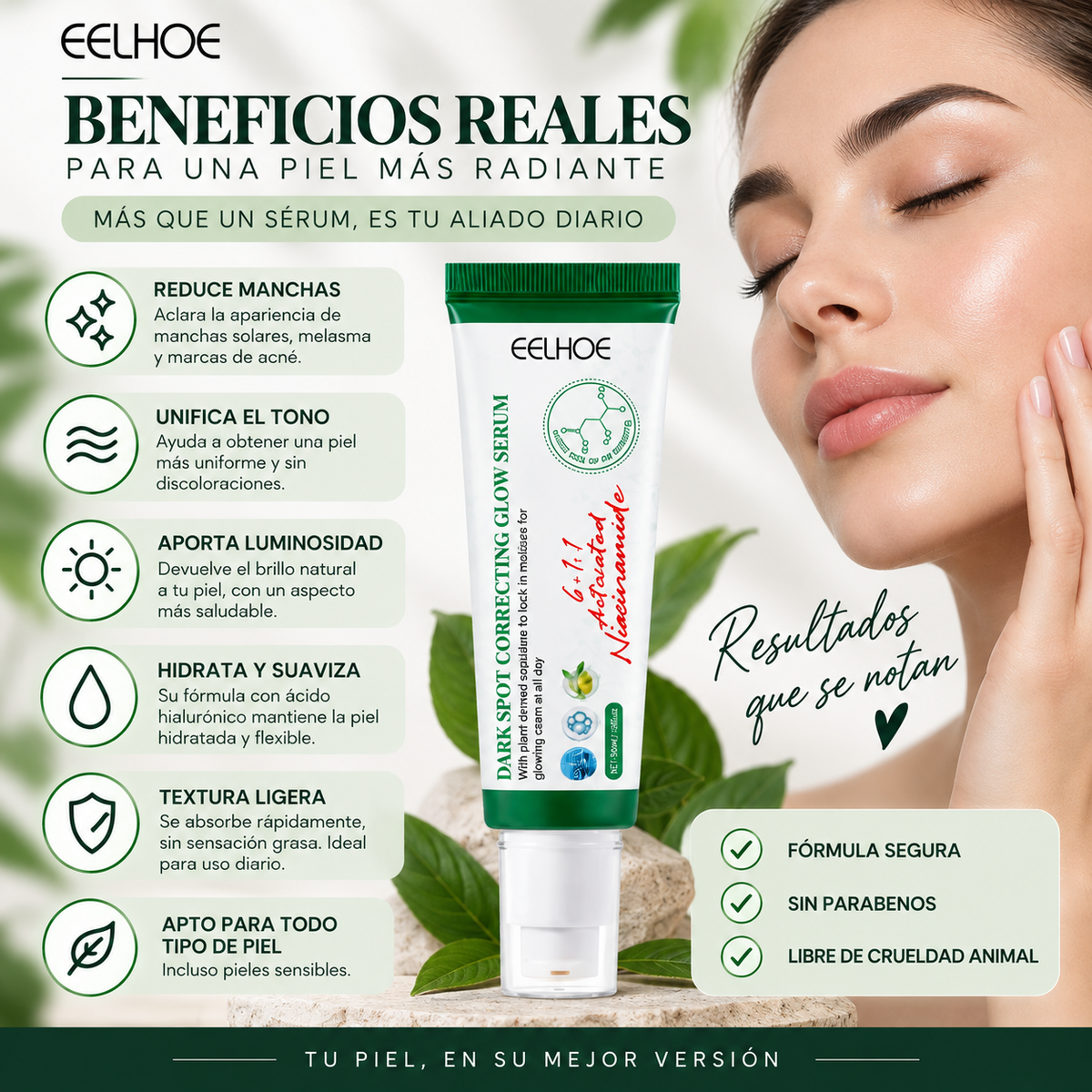 Sérum Iluminador Corrector de Manchas Oscuras EELHOE 50ml – Piel Radiante, Uniforme y Sin Imperfecciones