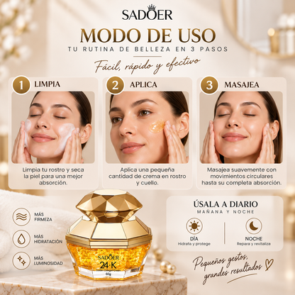 CREMA ANTIARRUGAS CON COLAGENO 24K. ELASTICIDAD Y FIRMEZA 60GR. SADOER