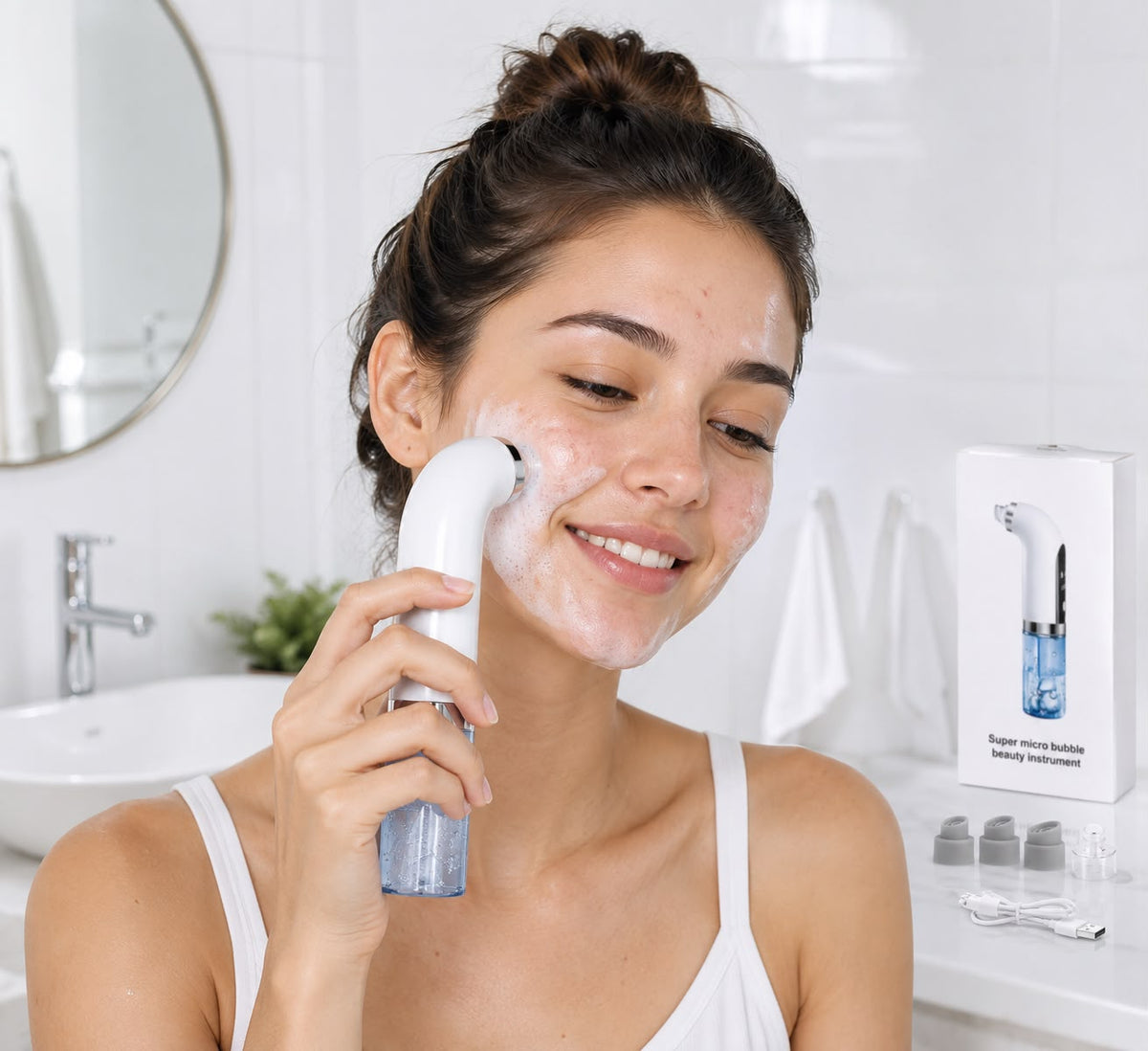 Limpiador facial tratamiento burbujas
