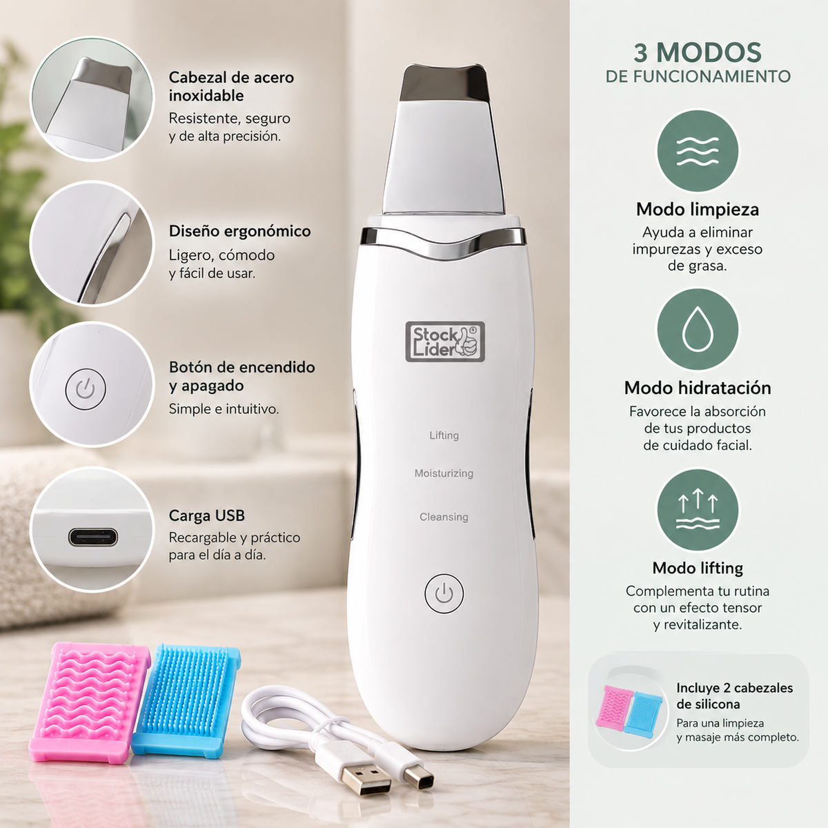 Limpiador facial ultrasónico