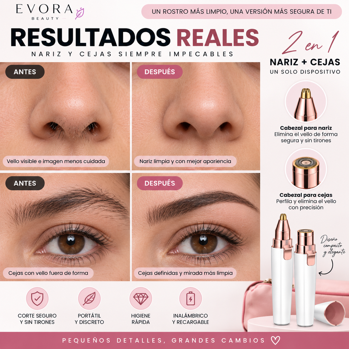 Cortapelo Nasal 2 en 1 Inalámbrico – Precisión, Higiene y Comodidad Total