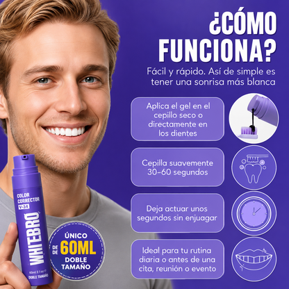 Blanqueador Dental V34 Whitebro – Neutralizador de Amarillo Instantáneo. 60ML